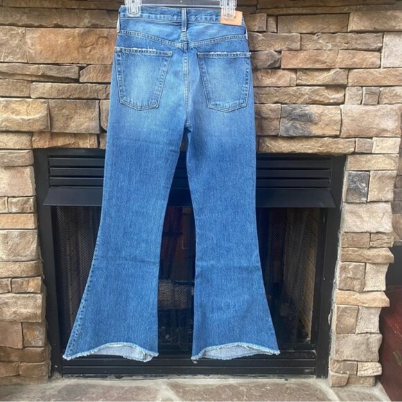 EDWIN Chrissy flare jeans frayed hem 28 / 6 in Rumour Anthropologie Free People - Picture 3 of 10